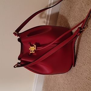 Red Ralph Lauren Small Andie drawstring bag